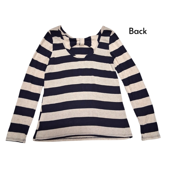 Papermoon Striped Navy Blue - Beige Pullover Sweater Womens XS - Picture 3 of 8